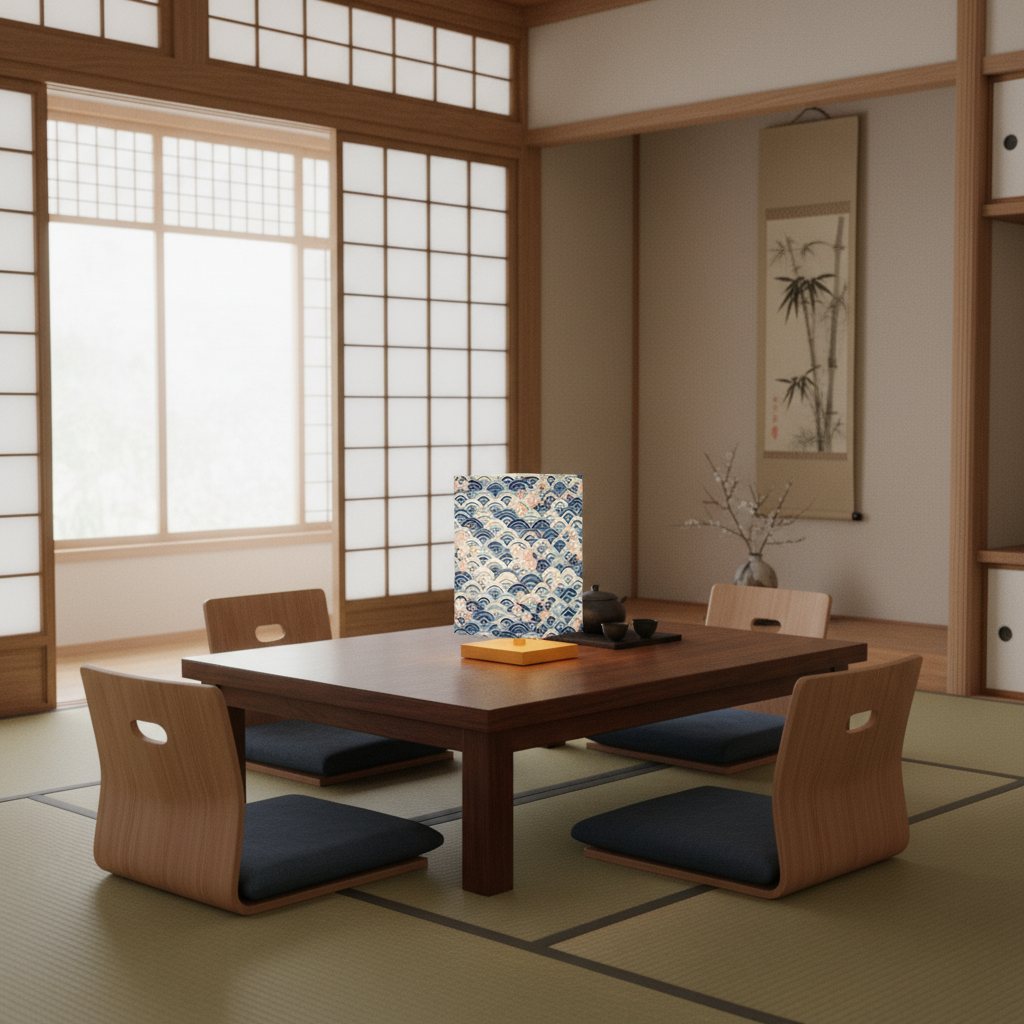 Lunari – Japandi Tafellamp met Kersenbloesem Motief