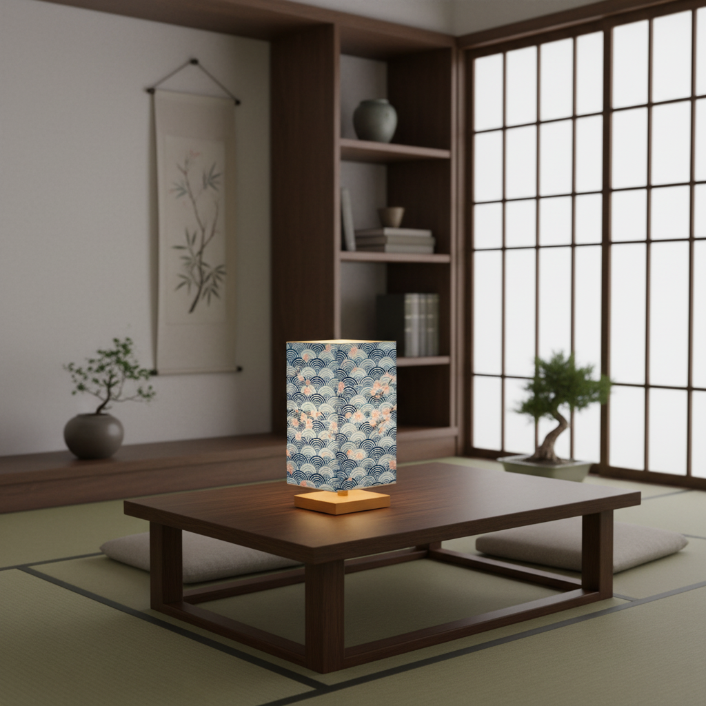 SakuraWave - Japandi Tafellamp met Kersenbloesem Design