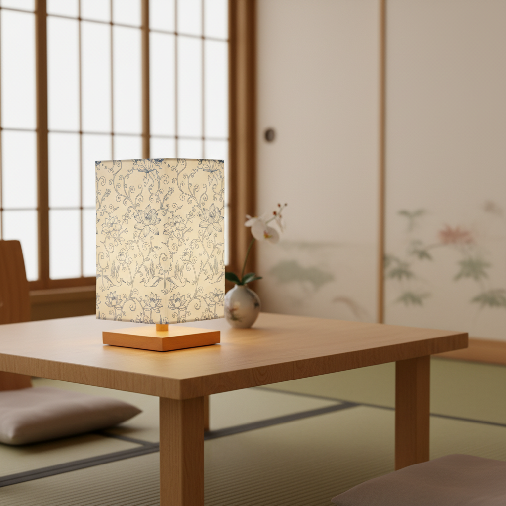 Zenora Light - Japandi Tafellamp met Bloemenpatroon